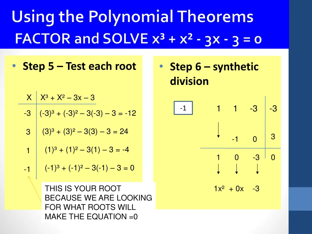 step 5 test each root