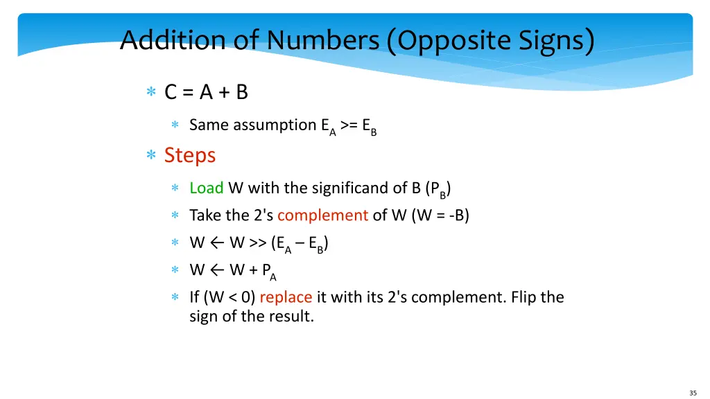 addition of numbers opposite signs