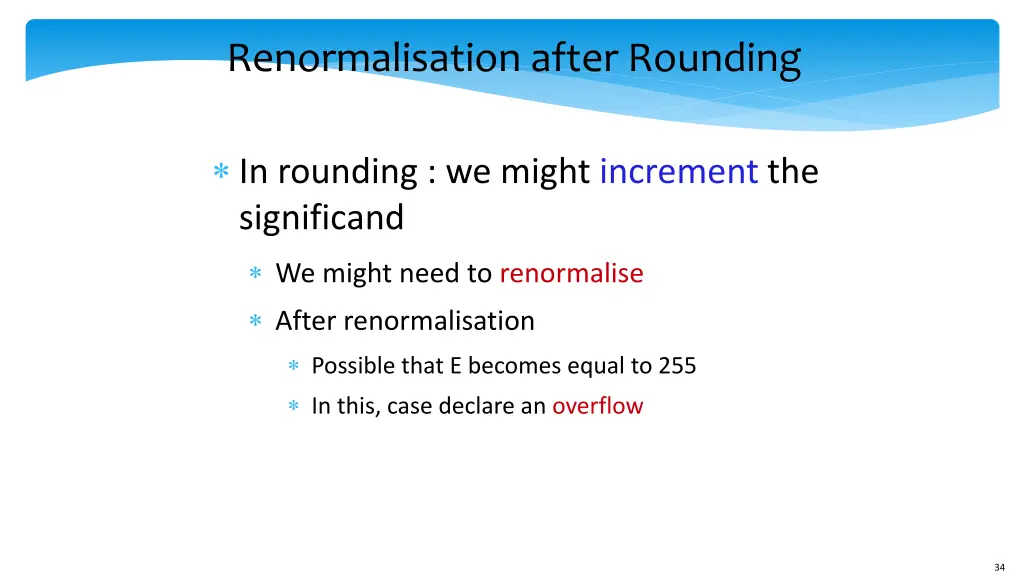 renormalisation after rounding