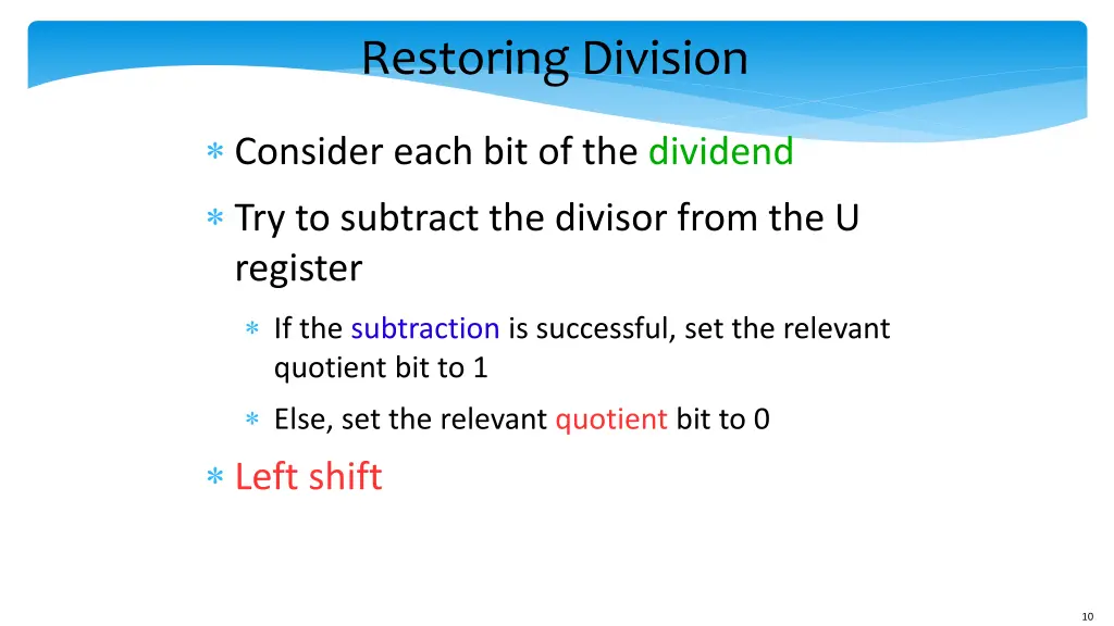 restoring division 1