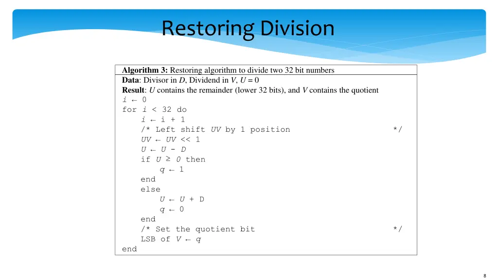 restoring division