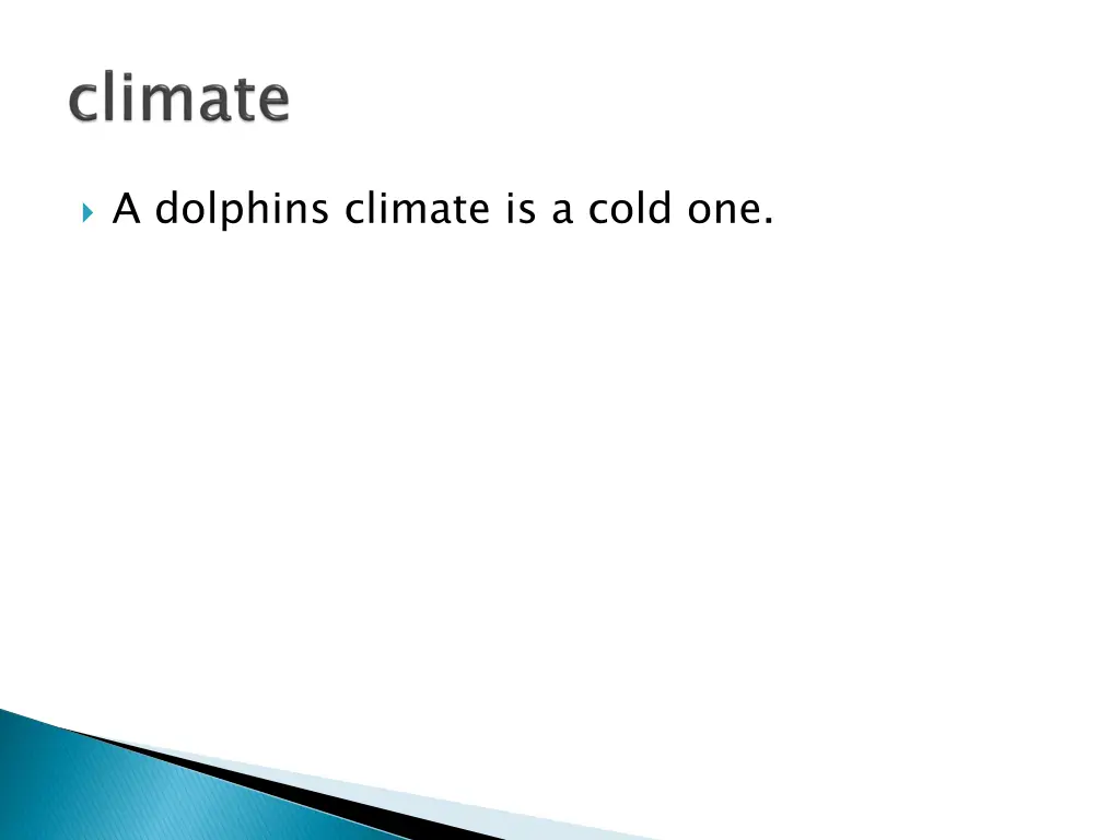 a dolphins climate is a cold one