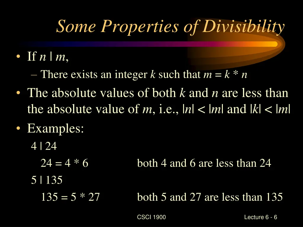 some properties of divisibility