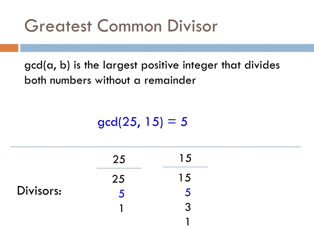 greatest common divisor 1