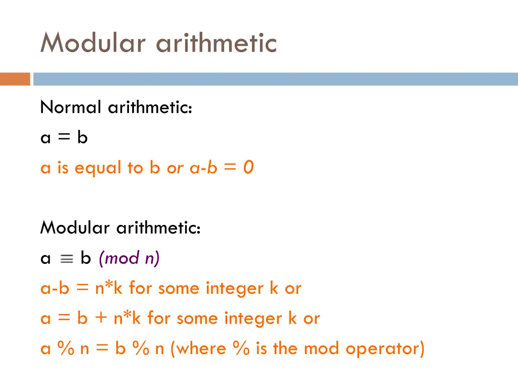 modular arithmetic