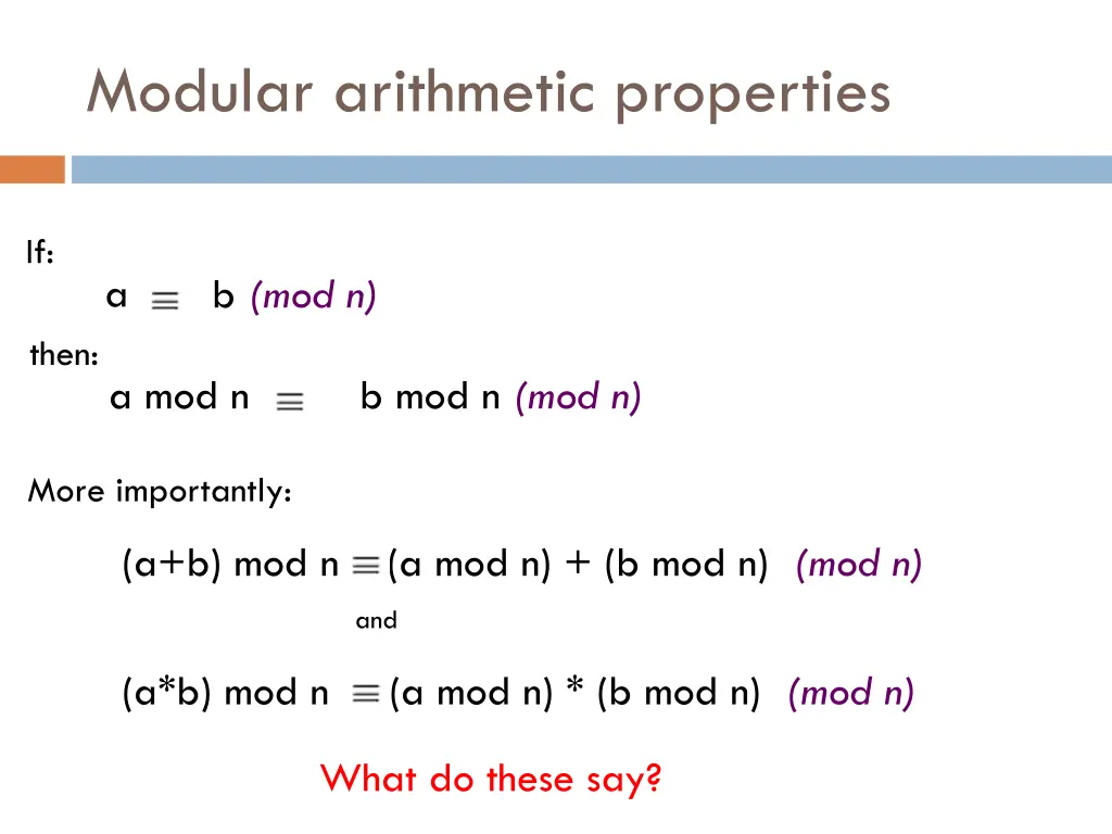 modular arithmetic properties 1