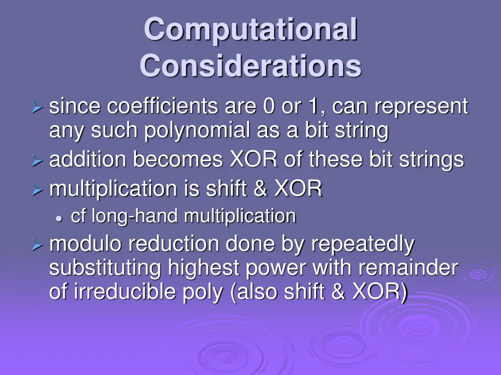 computational considerations since coefficients