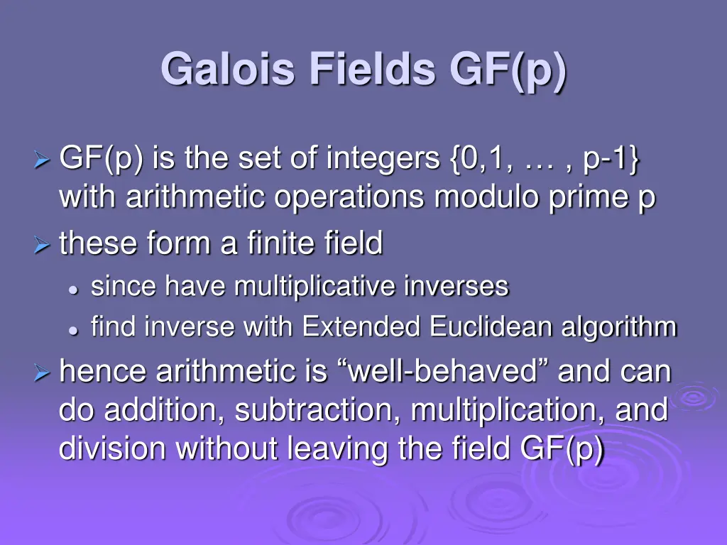 galois fields gf p