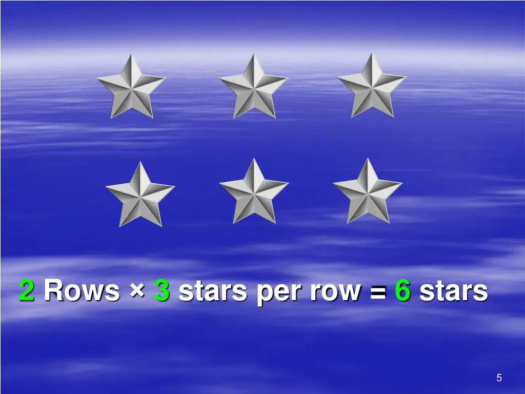 2 rows 3 stars per row 6 stars