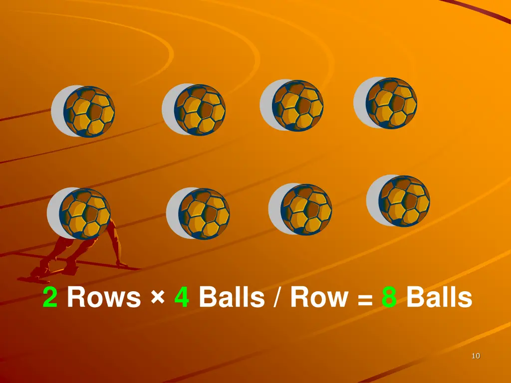 2 rows 4 balls row 8 balls