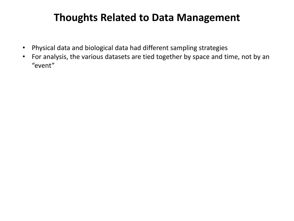 thoughts related to data management