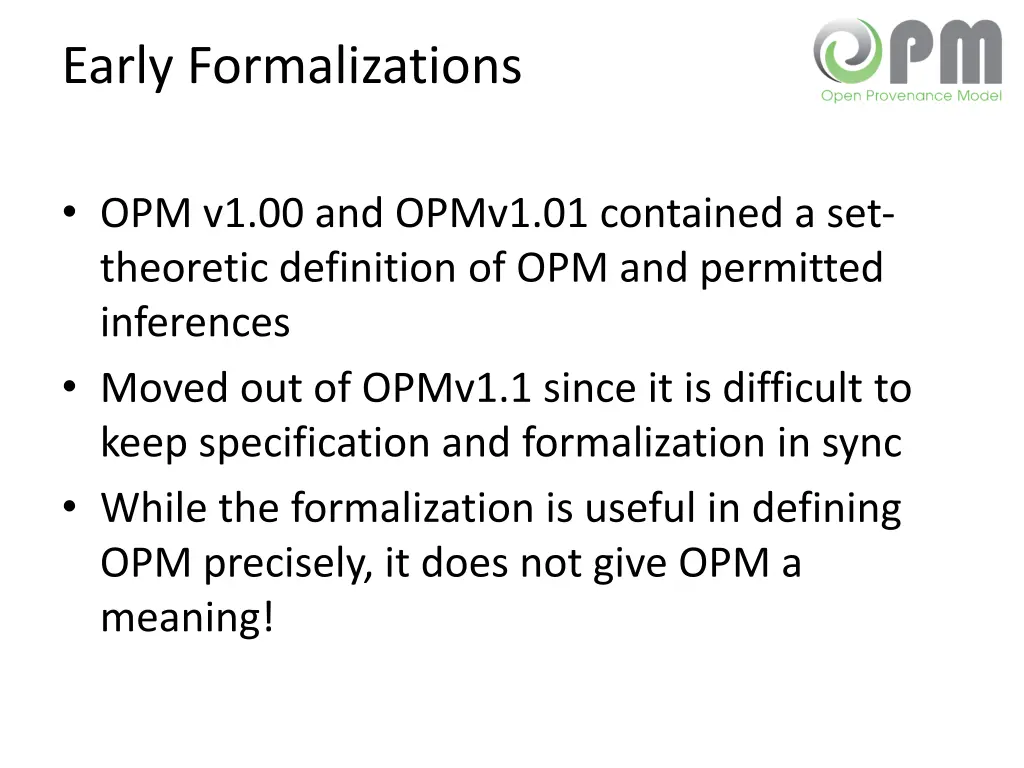 early formalizations