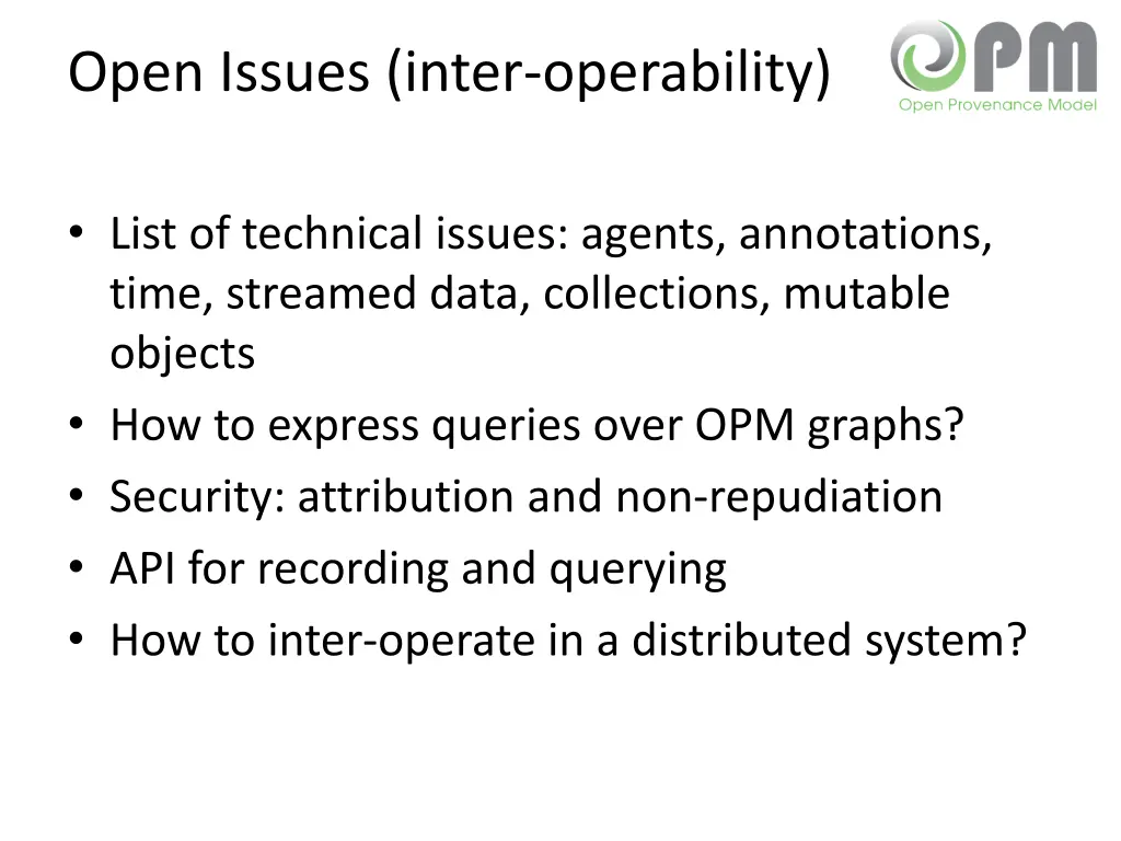 open issues inter operability