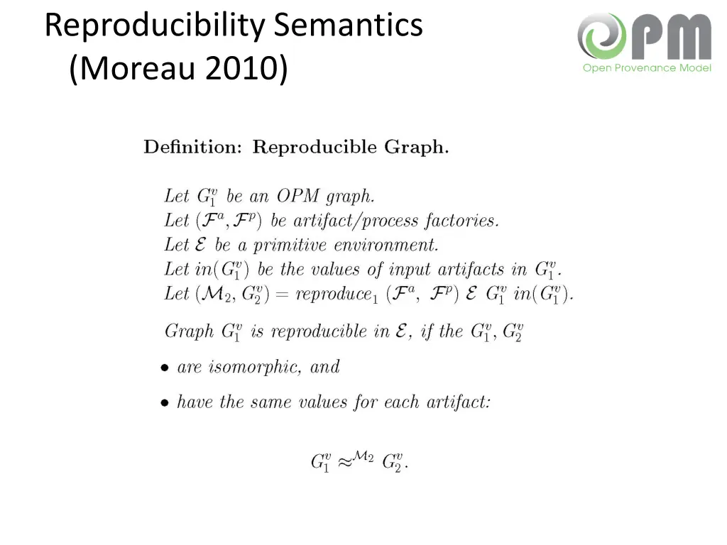 reproducibility semantics moreau 2010 2