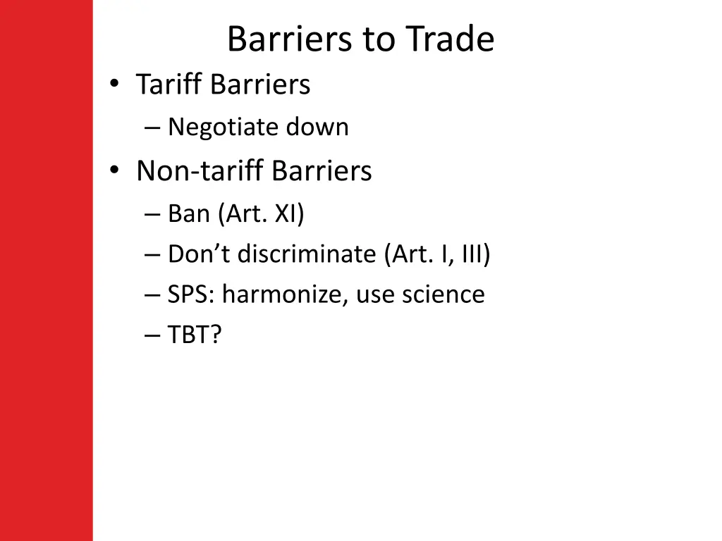 barriers to trade tariff barriers negotiate down