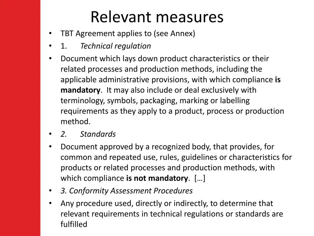 relevant measures tbt agreement applies