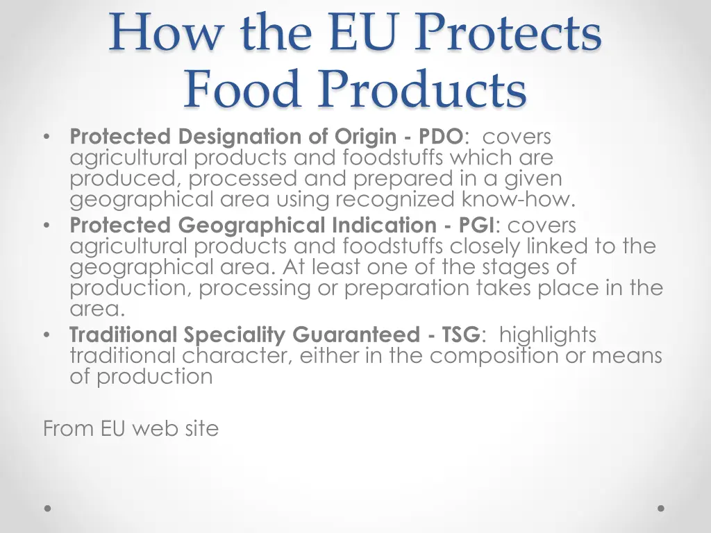 how the eu protects food products protected