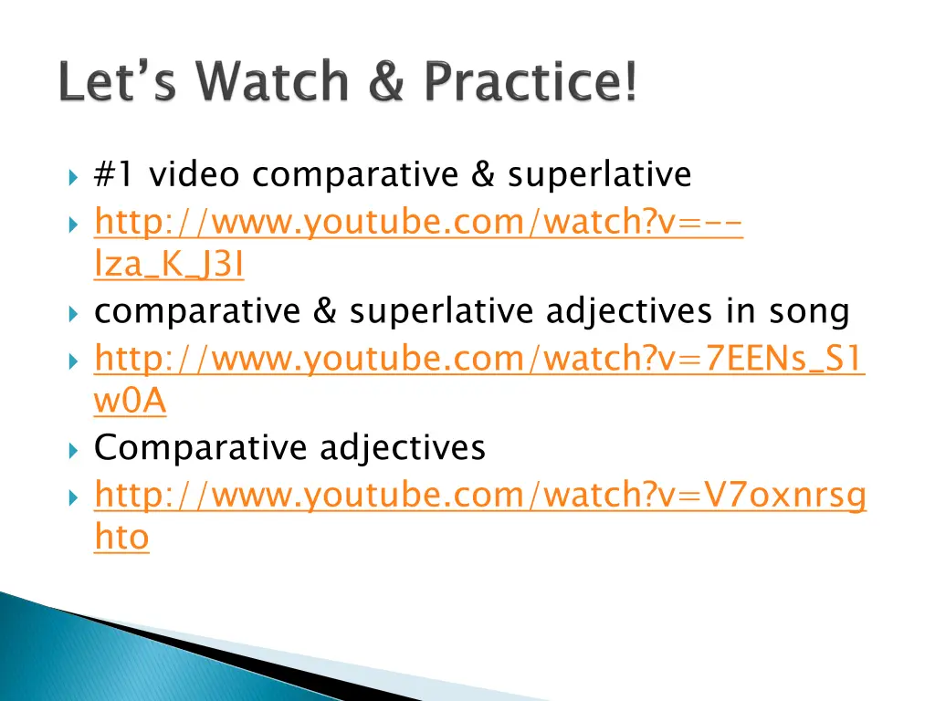 1 video comparative superlative http www youtube