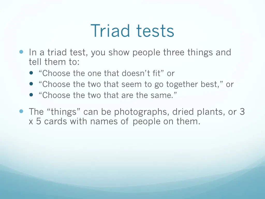 triad tests 1