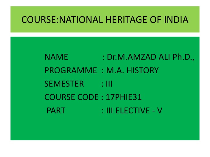 course national heritage of india