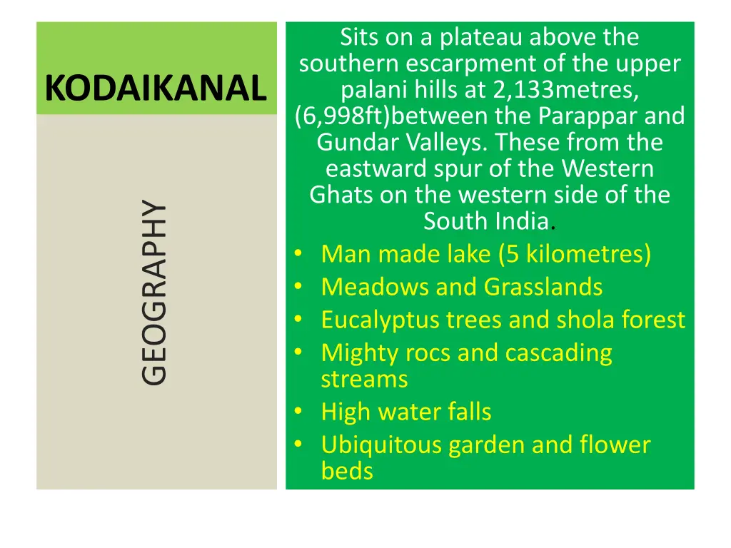 sits on a plateau above the southern escarpment