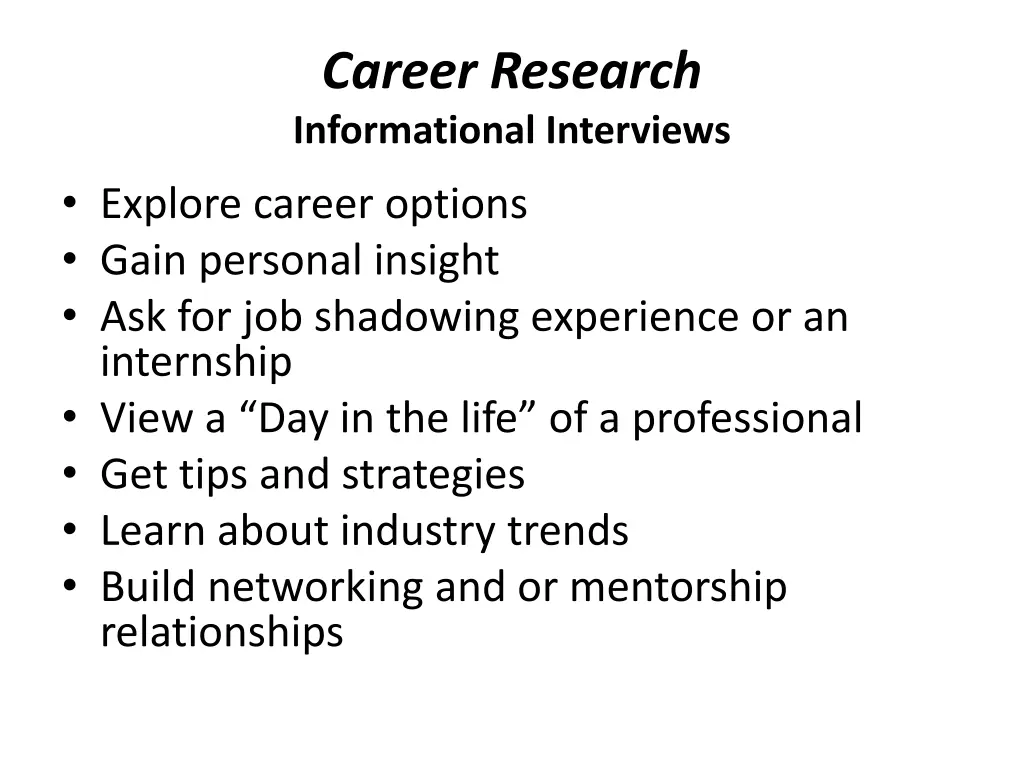 career research informational interviews