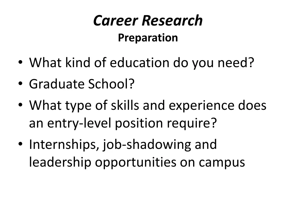 career research preparation