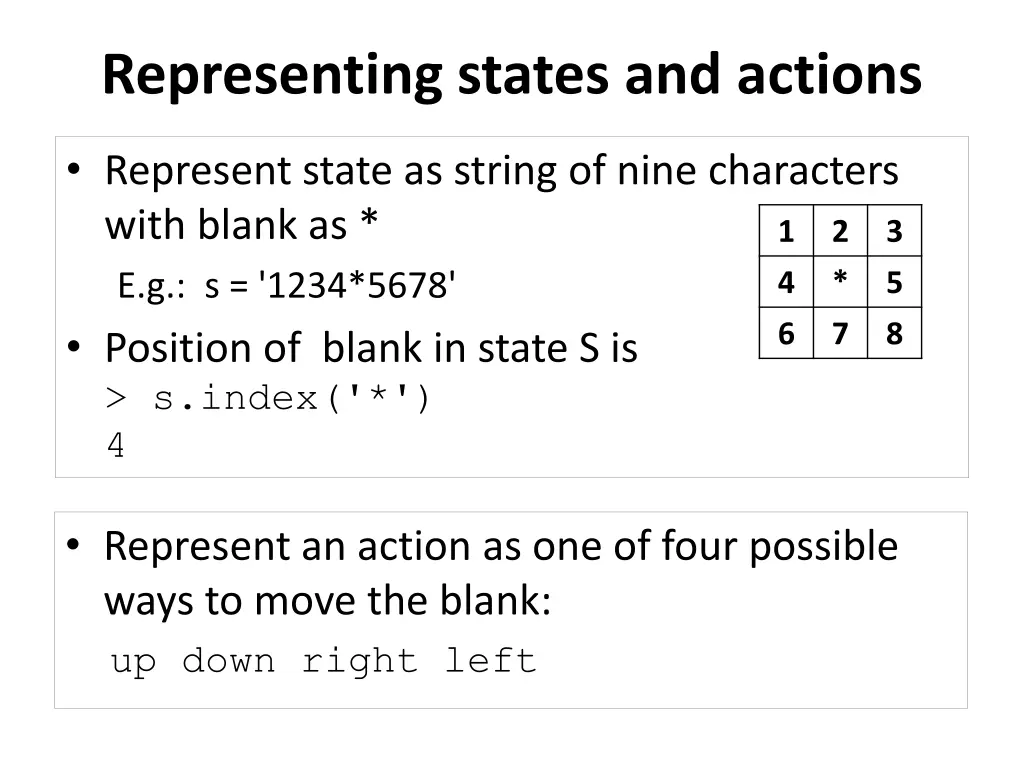 representing states and actions