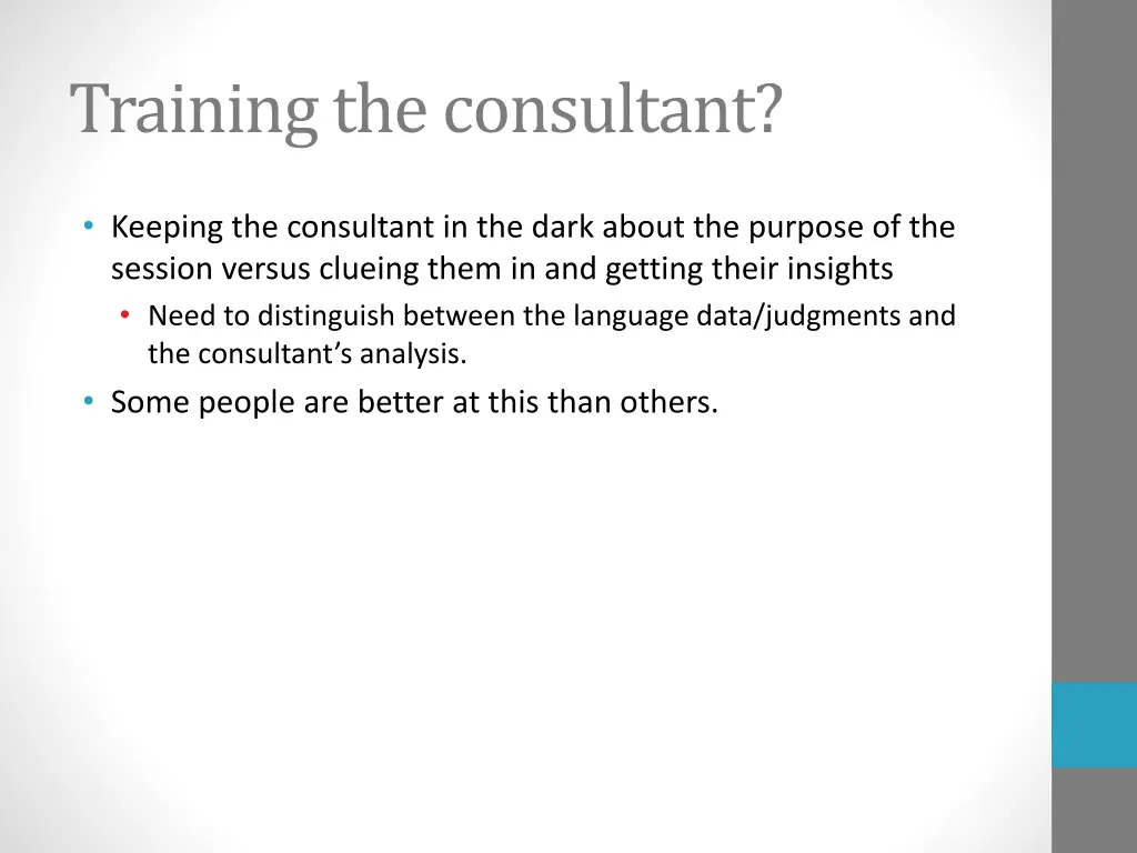 training the consultant