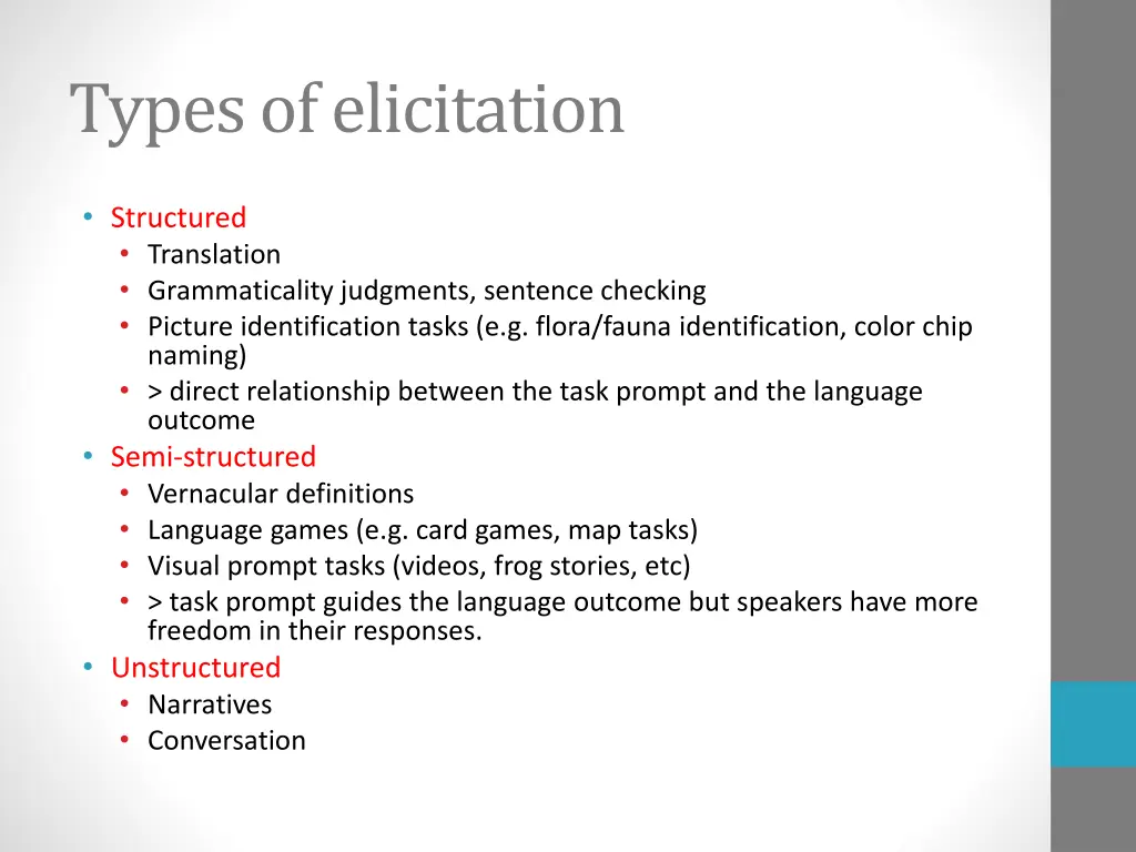 types of elicitation