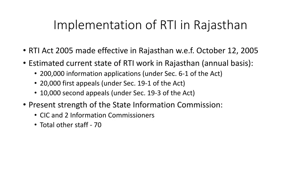 implementation of rti in rajasthan