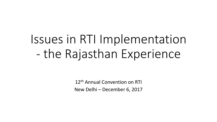 issues in rti implementation the rajasthan