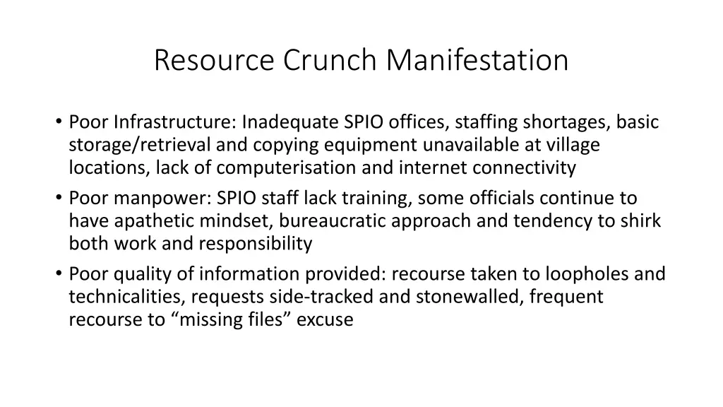 resource crunch manifestation