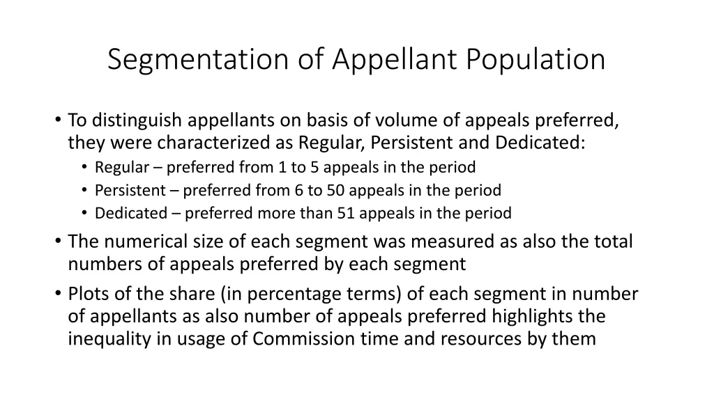 segmentation of appellant population