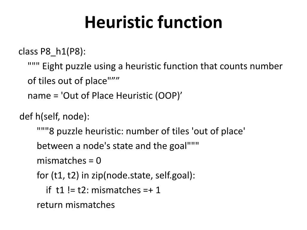 heuristic function