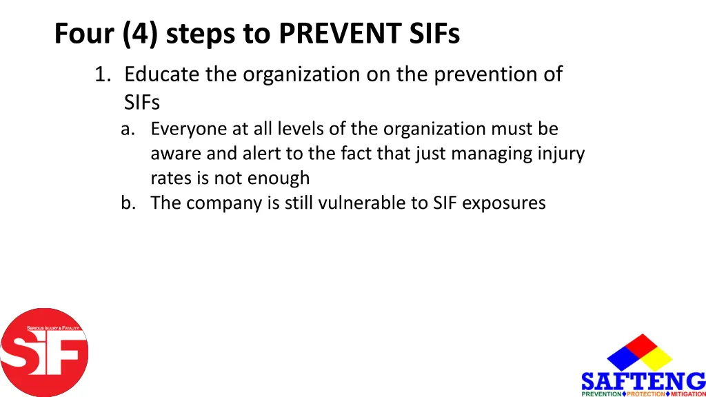 four 4 steps to prevent sifs