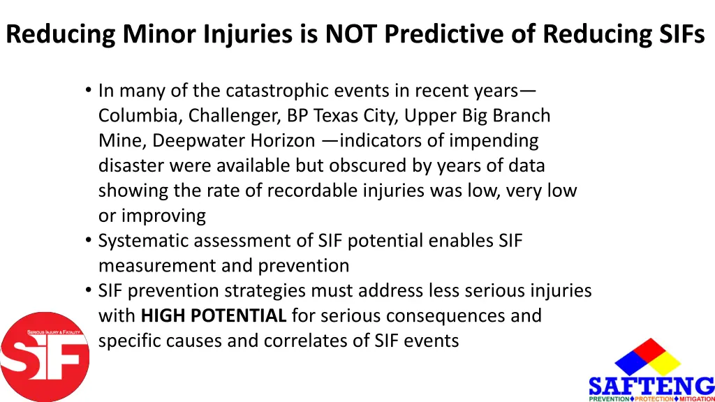 reducing minor injuries is not predictive 3