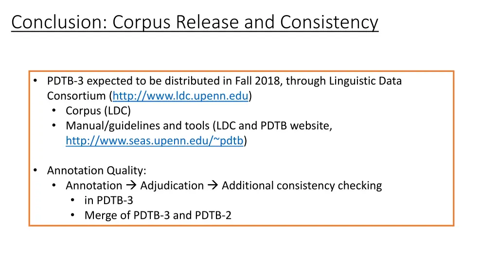 conclusion corpus release and consistency