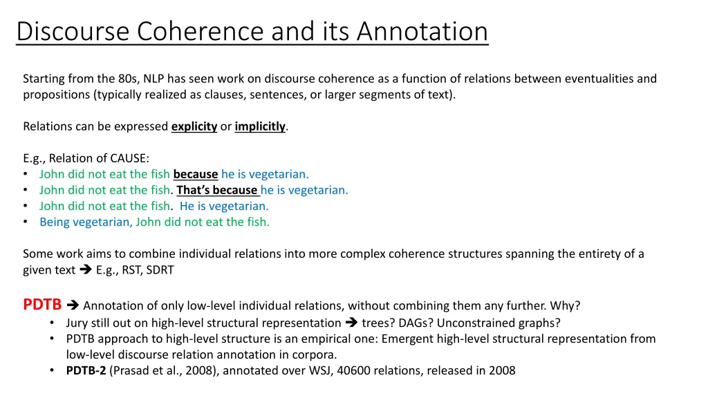 discourse coherence and its annotation