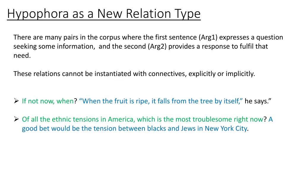 hypophora as a new relation type