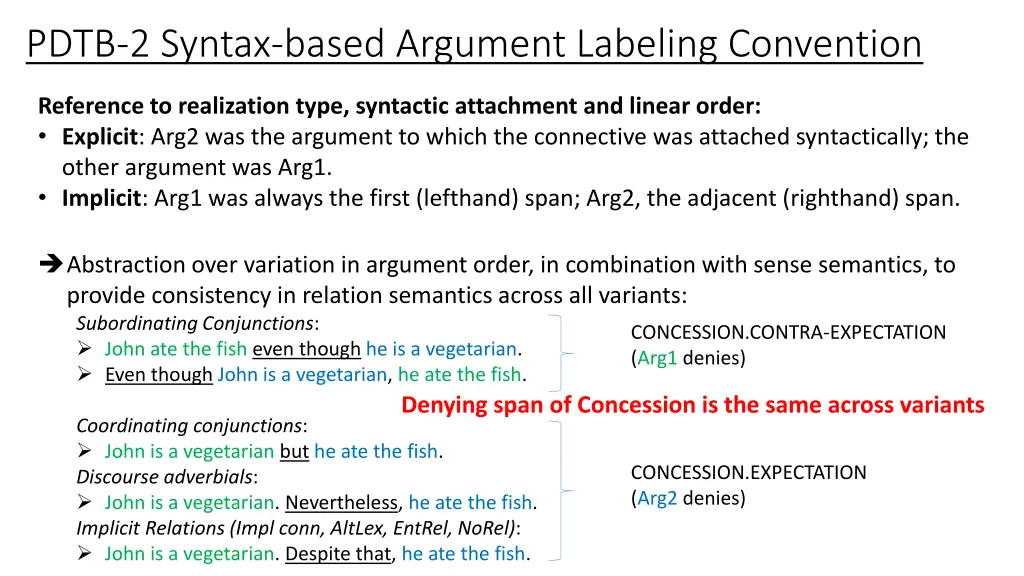 pdtb 2 syntax based argument labeling convention