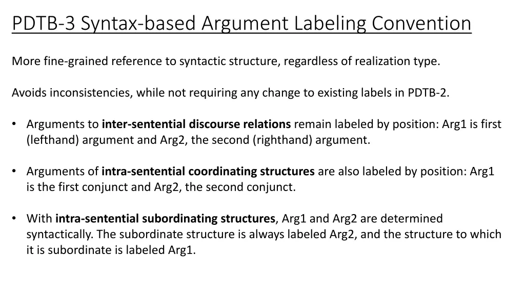 pdtb 3 syntax based argument labeling convention