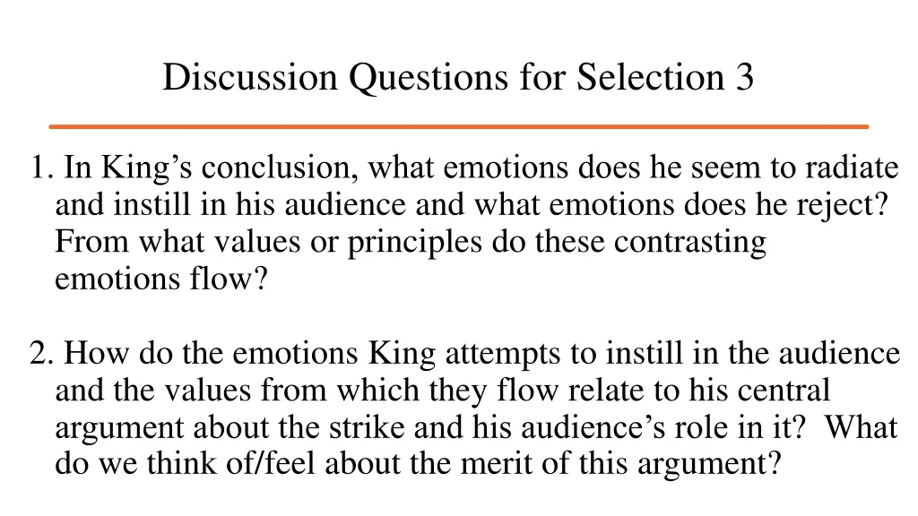 discussion questions for selection 3