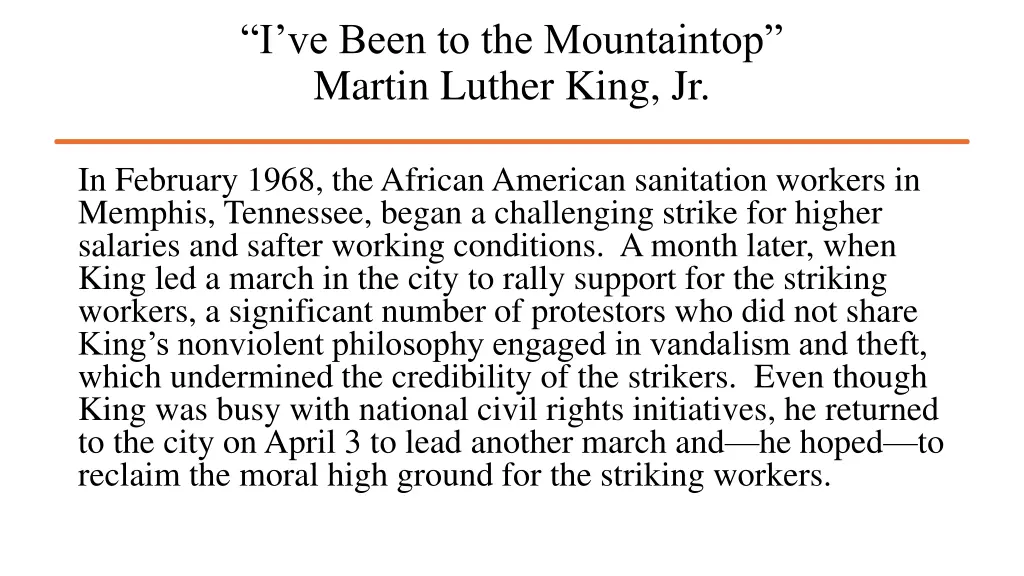 i ve been to the mountaintop martin luther king jr