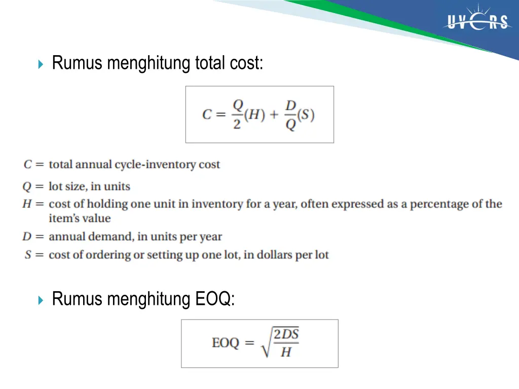 rumus menghitung total cost