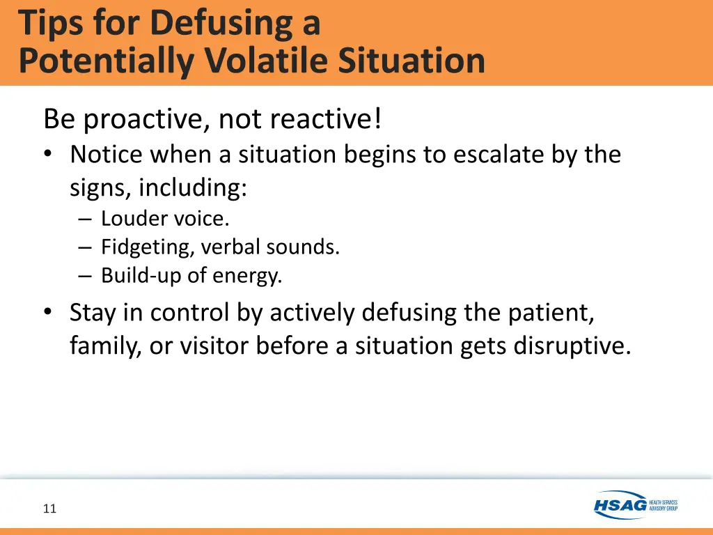 tips for defusing a potentially volatile situation