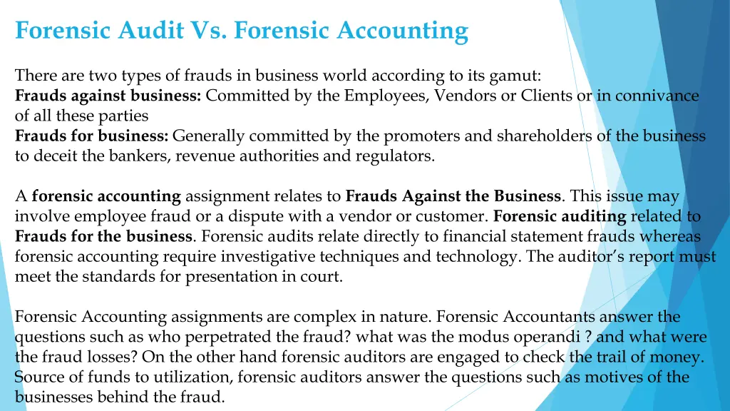 forensic audit vs forensic accounting