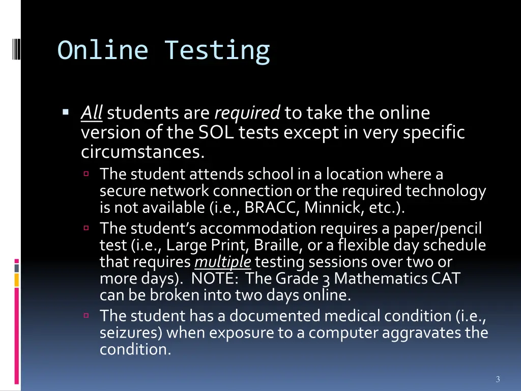 online testing