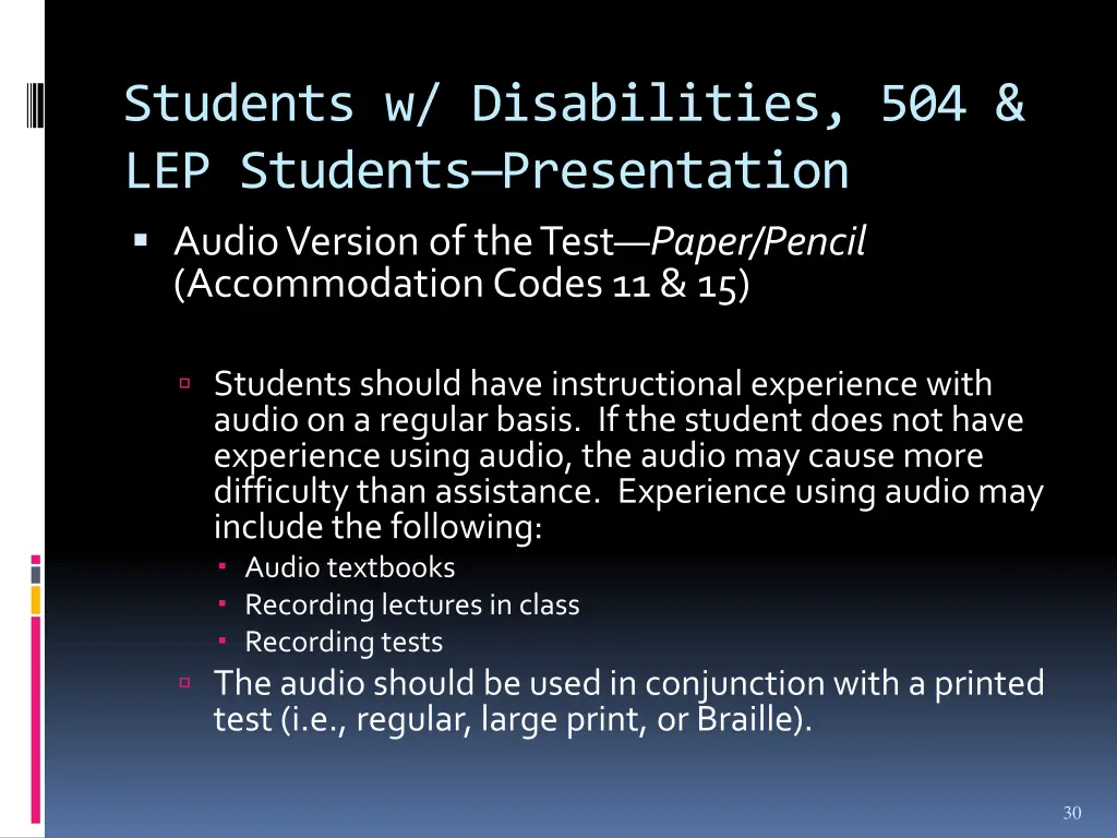 students w disabilities 504 lep students 12