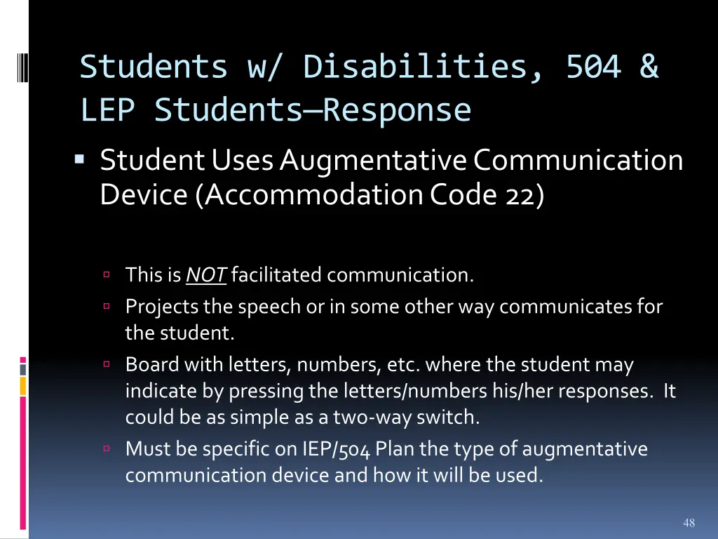 students w disabilities 504 lep students response 7